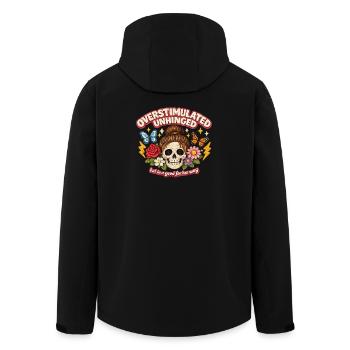 Überstimulierter Schädel mit Blumen Patch - Recycelte Männer Softshell-Jacke von Stanley/Stella - Schwarz - Hinten - AI Model Male 185 light (185cm)