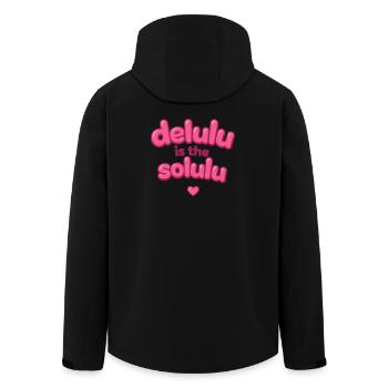 Delulu Pink Bubble Text - Men’s Recycled Softshell Jacket by Stanley/Stella - black - Back - AI Model Male 185 light (185cm)