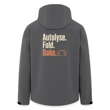 Autolyse Fold Bake Pie Typography - Men’s Recycled Softshell Jacket by Stanley/Stella - anthracite - Back - AI Model Male 185 light (185cm)