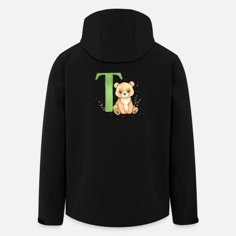 Teddy mit grünem Buchstaben T - Recycelte Männer Softshell-Jacke von Stanley/Stella - Schwarz