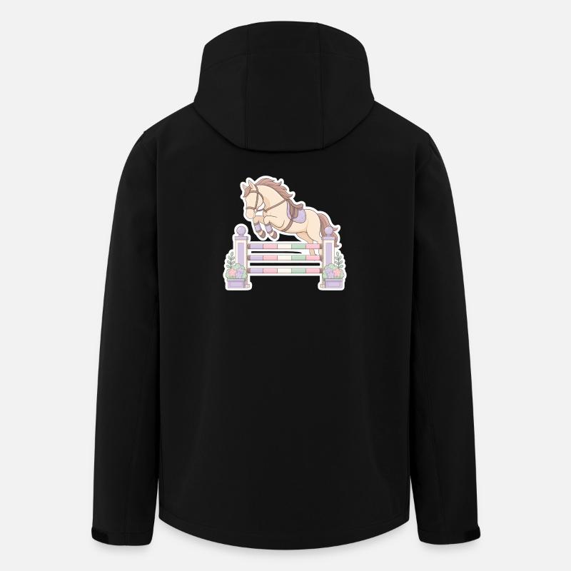 Pastellpferd beim Hindernis-Sprung - Recycelte Männer Softshell-Jacke von Stanley/Stella - Schwarz