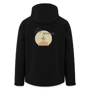 Still Growing: Plant made of soil - Men’s Recycled Softshell Jacket by Stanley/Stella - black - Back - AI Model Male 185 light (185cm)