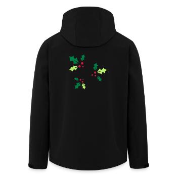 three holly branches with three red berries - Men’s Recycled Softshell Jacket by Stanley/Stella - black - Back - AI Model Male 185 light (185cm)