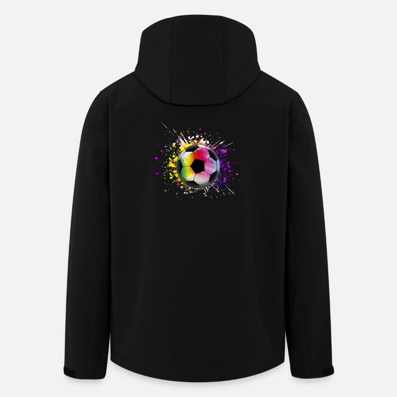 Bunter Fußball Regenbogenfarben - Recycelte Männer Softshell-Jacke von Stanley/Stella - Schwarz