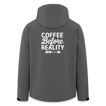 Le café avant la réalité - Veste softshell homme en polyester recyclé Stanley/Stella - charbon - Dos - AI Model Male 185 light (185cm)