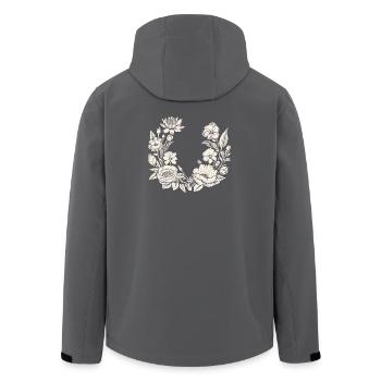 Flower Wreath Flowers Bees Meadow Wedding Blossoms - Men’s Recycled Softshell Jacket by Stanley/Stella - black - Back - AI Model Male 185 light (185cm)