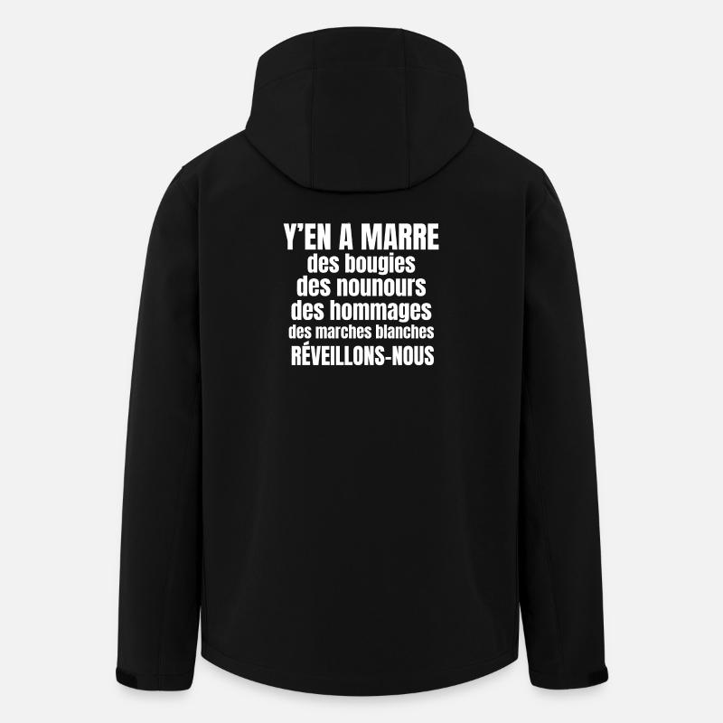 France, hommage, marche blanche - Veste softshell homme en polyester recyclé Stanley/Stella - noir