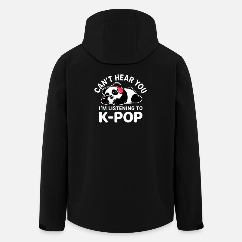 Sød panda lytter til K-Pop - Stanley/Stella herre softshelljakke i genanvendt polyester Discoverer - sort