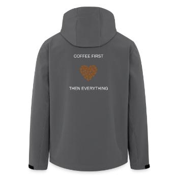 Kaffee zuerst dann alles täglich Priorität Design - Recycelte Männer Softshell-Jacke von Stanley/Stella - Anthrazit - Hinten - AI Model Male 185 light (185cm)