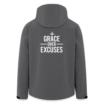 Message de grâce chrétienne sur les excuses - Veste softshell homme en polyester recyclé Stanley/Stella - charbon - Dos - AI Model Male 185 light (185cm)