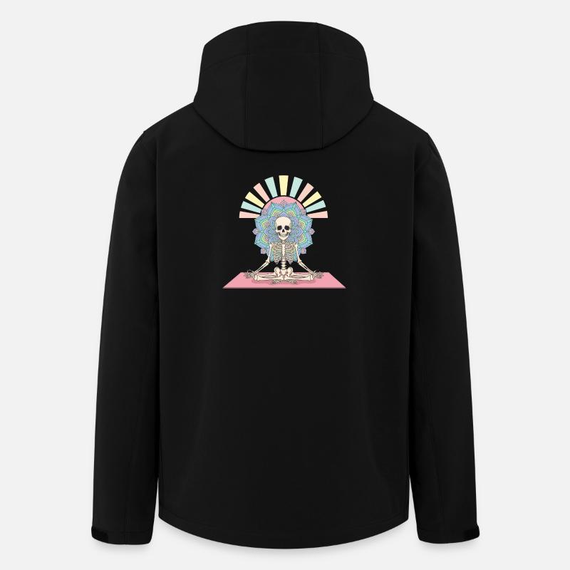 Illustration de mandala de yoga squelette - Veste softshell homme en polyester recyclé Stanley/Stella - noir