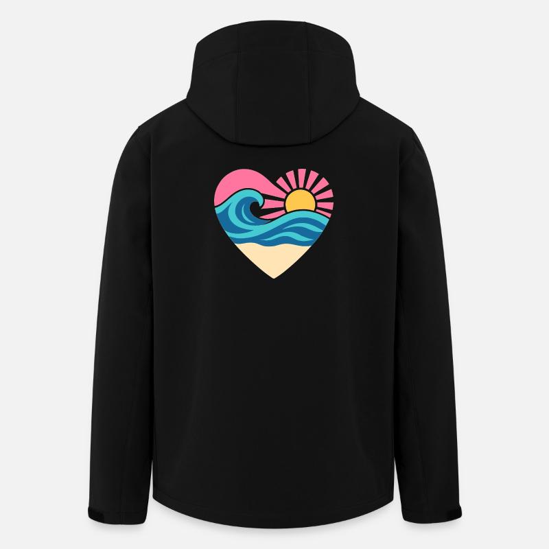 Summer Heart – Wave & Sunset - Men’s Recycled Softshell Jacket by Stanley/Stella - black