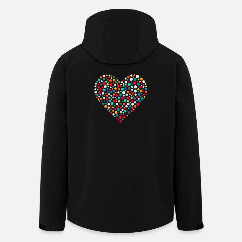 Fleckiges buntes Punkt-Herz-Mosaik - Recycelte Männer Softshell-Jacke von Stanley/Stella - Schwarz
