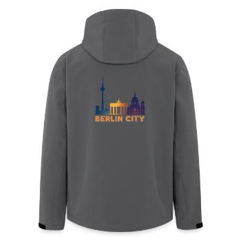 Berlin Skyline Silhouette - Recycelte Männer Softshell-Jacke von Stanley/Stella - Schwarz - Hinten - AI Model Male 185 light (185cm)