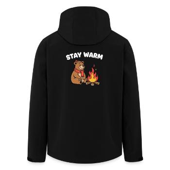 Winterbär am Lagerfeuer - Recycelte Männer Softshell-Jacke von Stanley/Stella - Schwarz - Hinten - AI Model Male 185 light (185cm)