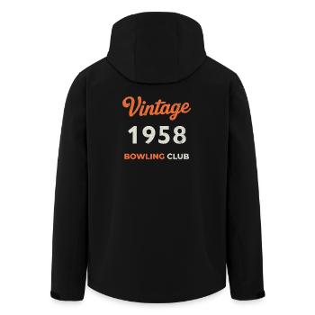 Vintage 1958 – Bowling Club Retro Birth Year - Men’s Recycled Softshell Jacket by Stanley/Stella - black - Back - AI Model Male 185 light (185cm)