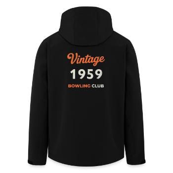 Vintage 1959 – Bowling Club Retro Birth Year - Men’s Recycled Softshell Jacket by Stanley/Stella - black - Back - AI Model Male 185 light (185cm)