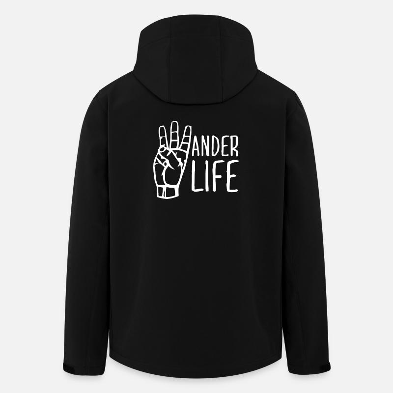 Wander Life Handzeichen – West Coast Wanderer - Recycelte Männer Softshell-Jacke von Stanley/Stella - Schwarz