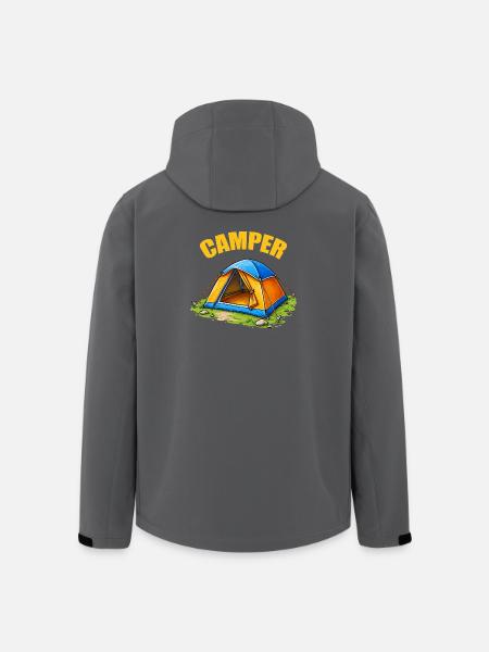 Zelt Abenteuer Cartoon - Recycelte Männer Softshell-Jacke von Stanley/Stella - Schwarz