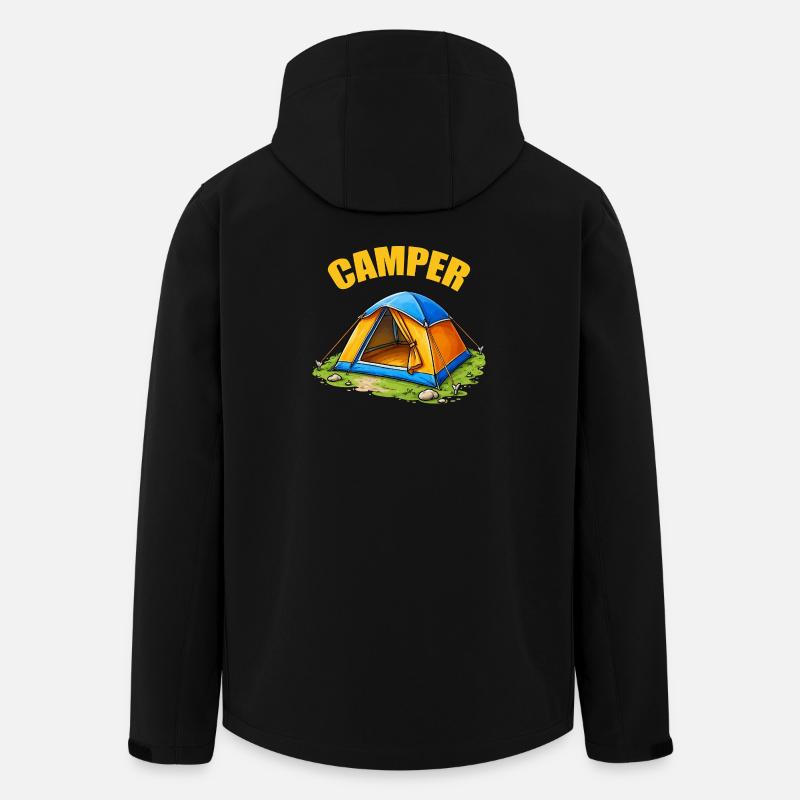 Dessin animé d’aventure sous tente - Veste softshell homme en polyester recyclé Stanley/Stella - noir