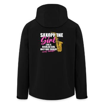 Saxophone girl Saxophonspieler - Recycelte Männer Softshell-Jacke von Stanley/Stella - Schwarz - Hinten - AI Model Male 185 light (185cm)