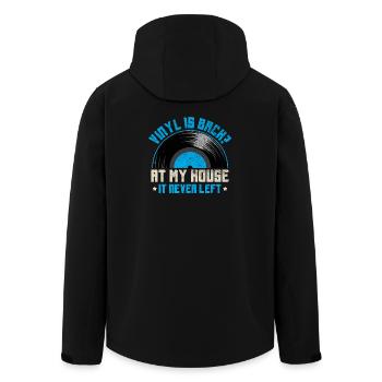 Le vinyle est de retour chez ma maison Devis Design - Veste softshell homme en polyester recyclé Stanley/Stella - noir - Dos - AI Model Male 185 light (185cm)