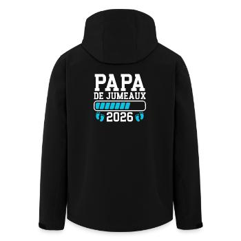 Aktueller Vater kündigt den Vater der Zwillinge 2026 an - Recycelte Männer Softshell-Jacke von Stanley/Stella - Schwarz - Hinten - AI Model Male 185 light (185cm)