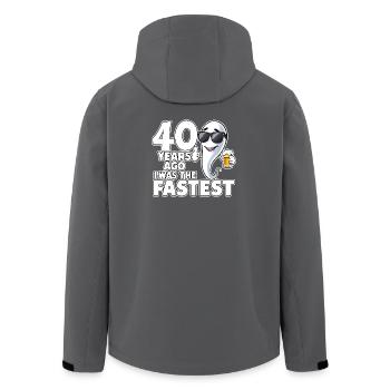 40 Years Ago The Fastest Funny Birthday - Men’s Recycled Softshell Jacket by Stanley/Stella - black - Back - AI Model Male 185 light (185cm)