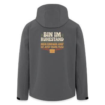 Rentner Bin Im Ruhestand Pensionär Kollege Rente - Recycelte Männer Softshell-Jacke von Stanley/Stella - Schwarz - Hinten - AI Model Male 185 light (185cm)
