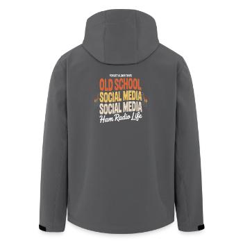 Old School Amateurfunk-Sozialmedien - Recycelte Männer Softshell-Jacke von Stanley/Stella - Schwarz - Hinten - AI Model Male 185 light (185cm)