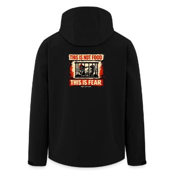 Cage rooster: fear instead of food - Men’s Recycled Softshell Jacket by Stanley/Stella - black - Back - AI Model Male 185 light (185cm)