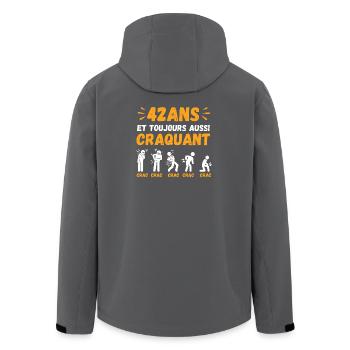 42 Ans Toujours Aussi Craquant Humour Crac - Veste softshell homme en polyester recyclé Stanley/Stella - charbon - Dos - AI Model Male 185 light (185cm)