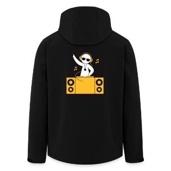Ein DJ spielt coole Musik - Recycelte Männer Softshell-Jacke von Stanley/Stella - Schwarz - Hinten - AI Model Male 185 light (185cm)
