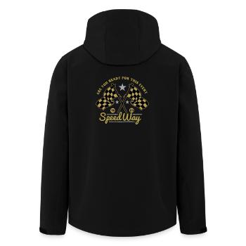 Autorennen Motorsport Flaggen Start Ziel Geschenk - Recycelte Männer Softshell-Jacke von Stanley/Stella - Schwarz - Hinten - AI Model Male 185 light (185cm)