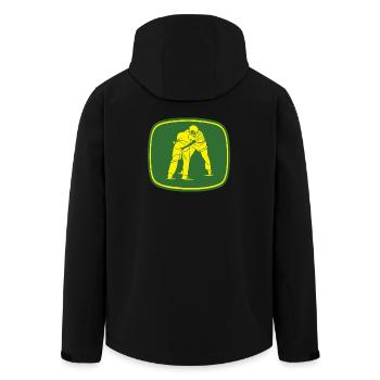 Schwinger Schwingsport Design im Traktor Design  - Recycelte Männer Softshell-Jacke von Stanley/Stella - Schwarz - Hinten - AI Model Male 185 light (185cm)