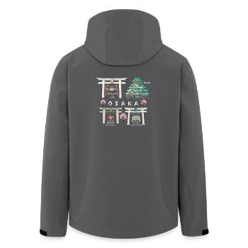 Osaka Castle, Shrines, Temple Drawing, Japan - Men’s Recycled Softshell Jacket by Stanley/Stella - anthracite - Back - AI Model Male 185 light (185cm)