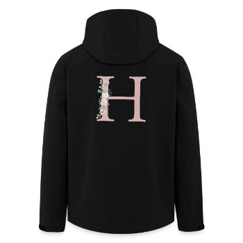 H Monogramme, Floral, Personnalisable - Veste softshell homme en polyester recyclé Stanley/Stella - noir - Dos - AI Model Male 185 light (185cm)