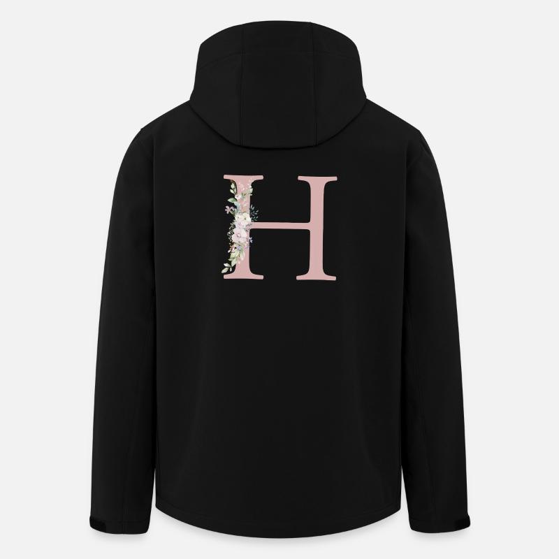 H Monogramm, Floral, personalisierbar - Recycelte Männer Softshell-Jacke von Stanley/Stella - Schwarz