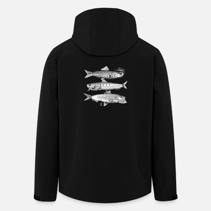 3 Poissons - blanc - Veste softshell homme en polyester recyclé Stanley/Stella - noir