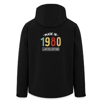 Made in 1980 - Limited Edition - Geburtsjahr - Recycelte Männer Softshell-Jacke von Stanley/Stella - Schwarz - Hinten - AI Model Male 185 light (185cm)