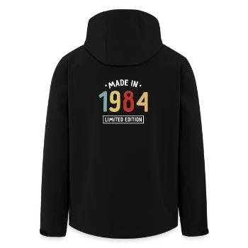 Made in 1984 - Limited Edition - Geburtsjahr - Recycelte Männer Softshell-Jacke von Stanley/Stella - Schwarz - Hinten - AI Model Male 185 light (185cm)