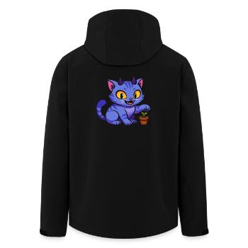 Chat bleu lutin avec plante - Veste softshell homme en polyester recyclé Stanley/Stella - noir - Dos - AI Model Male 185 light (185cm)