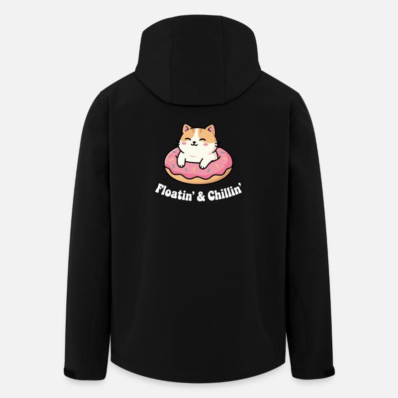 Cat Donut Chill at Pinkfrost - Men’s Recycled Softshell Jacket by Stanley/Stella - black