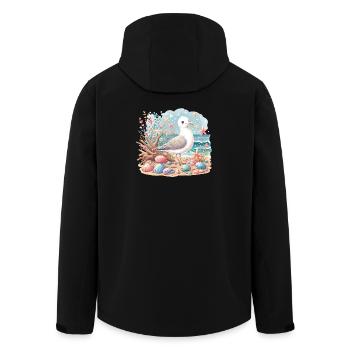 Seagull Beach Coquillages Côte Maritime - Veste softshell homme en polyester recyclé Stanley/Stella - noir - Dos - AI Model Male 185 light (185cm)