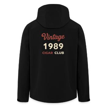 Vintage 1989 Cigar Club Rétro Année de naissance - Veste softshell homme en polyester recyclé Stanley/Stella - noir - Dos - AI Model Male 185 light (185cm)