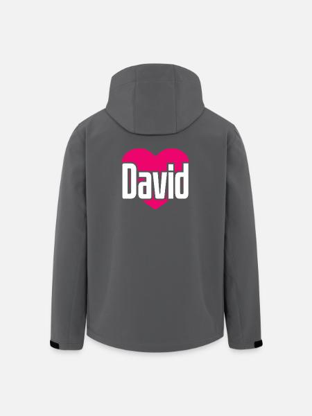J’aime David Coeur rose J’aime David - Veste softshell homme en polyester recyclé Stanley/Stella - noir