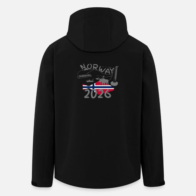 Norwegen 2026 Heilbutt mit Bergen und Elch Angeln - Recycelte Männer Softshell-Jacke von Stanley/Stella - Schwarz
