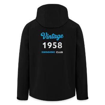 Vintage 1958 – Swimming Club Retro Geburtsjahr - Recycelte Männer Softshell-Jacke von Stanley/Stella - Schwarz - Hinten - AI Model Male 185 light (185cm)