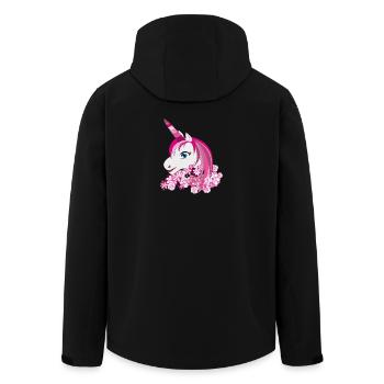 Pinkes Einhorn mit Blütenkrone - Recycelte Männer Softshell-Jacke von Stanley/Stella - Schwarz - Hinten - AI Model Male 185 light (185cm)