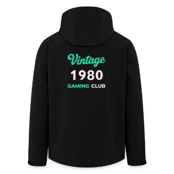 Vintage 1980 – Gaming Club Retro Birth Year - Men’s Recycled Softshell Jacket by Stanley/Stella - black - Back - AI Model Male 185 light (185cm)